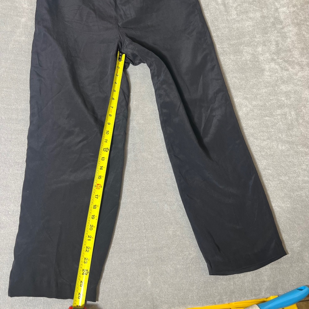 Anna And Frank 100% Silk Black Elastic Waist Straight-Leg Pants - Picture 5 of 8